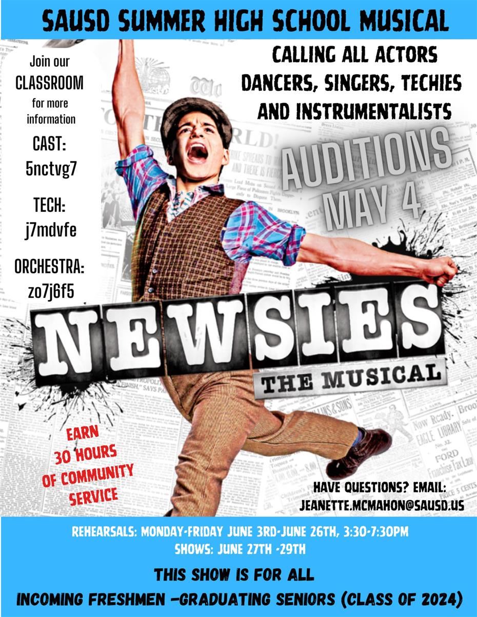 Newsies Audition Flyer